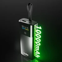 SBS 10000mAh PD 20W išorinė baterija su LCD ekranu ir įmontuotu USB-C kabeliu - pilka
