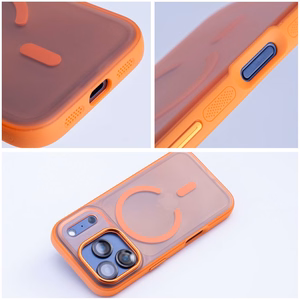 Su MagSafe suderinamas Flexline Mag Cover dėklas iPhone 17 Pro Max / 18 Pro Max (žemas kameros kraštas), oranžinis