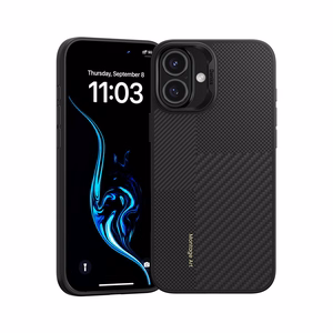 Benks Montage magnetinis Armor Pro Kevlar dėklas su metaliniu rėmeliu 600D+1500D Iphone 16 Plus telefonui juodas