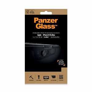 PanzerGlass E2E Microfracture grūdintas stiklas iPhone 13 Pro Max CamSlider privatumo antibakterinis juodas