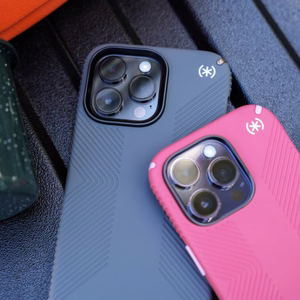 Speck Presidio2 Grip MagSafe case for iPhone 14 Plus, with non-slip grip, Digital Pink / Blossom Pink / White