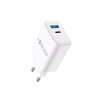 Forever TC-07-30AC PD QC įkroviklis 1x USB-C 1x USB 30W baltas + USB-C - USB-C laidas 60W
