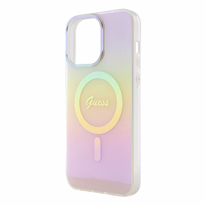 Guess GUHMP15XHITSP iPhone 15 Pro Max 6.7" rožinis/rožinis kietas dėklas IML Iridescent MagSafe
