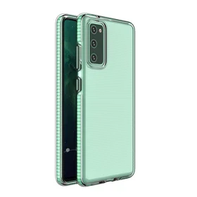 Spring Case (m) su skaidriu TPU gel apsauginiu dėklu su spalvotu rėmeliu Samsung Galaxy A72 4G - mėtinai žalias