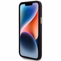 Guess silikoninis Logo Strass 4G dėklas telefonui iPhone 15 - juodas