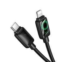 Kabelis su skystųjų kristalų ekranu USB C-Lightning Hoco PD 30W 1,2 m U146 juodas