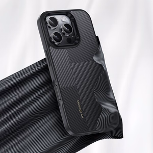 Benks Montage magnetinis Armor Pro Kevlar dėklas su metaliniu rėmeliu 600D+1500D Iphone 16 Plus telefonui juodas