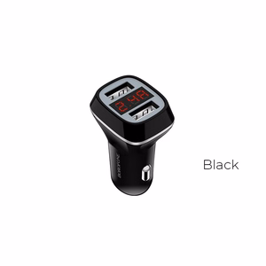 Borofone BZ3 Joyroad automobilinis įkroviklis su 2 USB-A jungtimis, 12 W, su skaitmeniniu ekranu, juodas