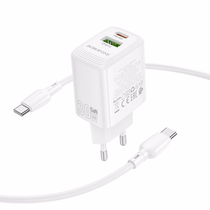 Įkroviklis Borofone BN29 30W USB-C/USB-A + USB-C to USB-C cable 1.0m baltas