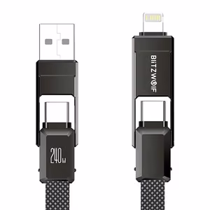 Кабель Blitzwolf BW-HDC7 4-в-1 USB+C+Lightning 240W 1,2 м (чёрный)