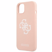 Guess GUHCP13SLS4GWPI iPhone 13 mini 5.4 silikoninis 4G logotipo kietasis dėklas - rožinis