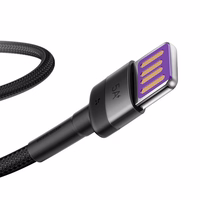 Baseus Cafule USB-C kabelis Huawei SuperCharge, QC 3.0, 5A 1m (juodas + pilkas)