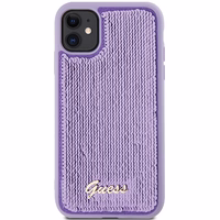 Guess Sequin Script Metal dėklas telefonui iPhone 11 / Xr - violetinis