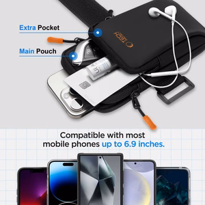 Tech-Protect M7 Universalus sportinis dėklas - Juodas ir oranžinis
