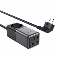 Acefast Z2 GaN 75W PD stalinio tipo įkroviklis 3x USB-C 2x USB-A - juodas ir pilkas