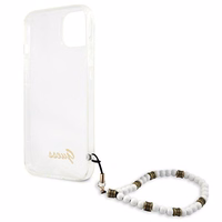 Guess GUHCP13SKPSWH iPhone 13 mini 5.4" Permatomas kietas dėklas Baltas Perlas