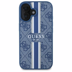 Guess 4G Spausdintos Juostos Magnetinis Dėklas telefonui iPhone 16 - mėlynas
