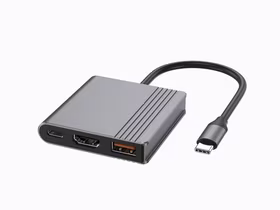Gembird A-CM-COMBO3-05 USB C tipo 3 viename daugiaprievadis adapteris (USB prievadas + HDMI + USB-C vaizdo įrašymo įrenginys), kosminės pilkos spalvos