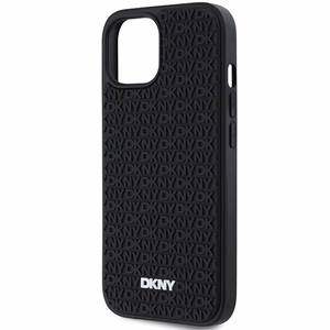DKNY 3D Guminis dėklas su pasikartojančiu raštu iPhone 15/14/13 - juodas