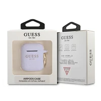 Guess GUA2SGGEU AirPods dėklas violetinė/violetinė Silikonas Blizgučiai