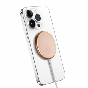 Crong MagSpot aliumininis 15 W magnetinis belaidis įkroviklis, suderinamas su MagSafe, aukso spalvos