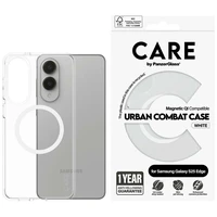 CARE by PanzerGlass Flagmanas Urban Combat baltas dėklas su QI Samsung Galaxy S25 Edge - skaidrus