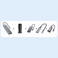 Choetech daugiafunkcis HUB su ekranu 12in1 USB-C į USB-C / USB-A / HDMI / VGA / AUX / SD / TF pilkas (HUB-M26)