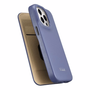 iCarer CE Premium odinis folio dėklas iPhone 14 Pro Max magnetinis atverčiamas odinis folio dėklas MagSafe šviesiai violetinė