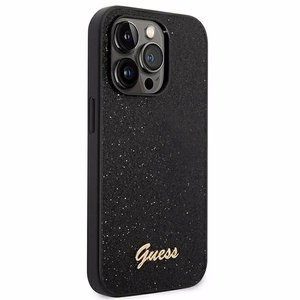 Guess Glitter Script dėklas telefonui iPhone 14 Pro - juodas