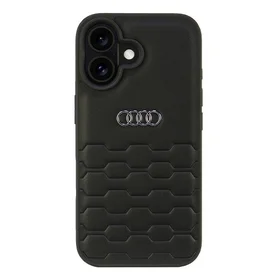 Audi Sintetinės odos iPhone 16 6.1" juodas/juodas kietas dėklas AU-TPUPCIP16-GT/D2-BK