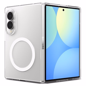 Spigen AirSkin MagFit MagSafe dėklas Samsung Galaxy Z Fold 8, skaidrus ir baltas