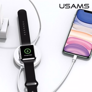 Įkroviklis USAMS CC096 iWatch juodas + lightning laidas