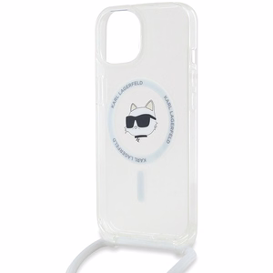 Karl Lagerfeld IML Choupette Head & Cord Magnetinis dėklas iPhone 13 / 14 / 15 - skaidrus