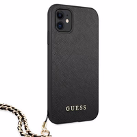 Guess Saffiano Chain dėklas telefonui iPhone 11 6.1" / Xr - Juodas