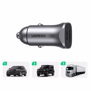 Ugreen CD130 USB-A / USB-C 30W автомобильное зарядное устройство - серое