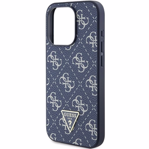 Guess 4G Triangle Metal Logo dėklas telefonui iPhone 15 Pro - mėlynas