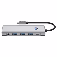 Tech-Protect HB04 HUB adapteris 9in1 USB-C + USB2.0 + USB3.0 + HDMI 4K 60Hz + SD / TF + PD100W + AV3.5 - pilkas