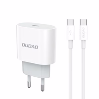 Dudao A14EUC PD 20W USB-C sieninis įkroviklis su kabeliu - baltas