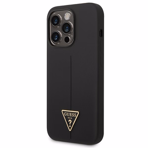 Guess GUHCP14LSLTGK iPhone 14 Pro 6.1 "juodas/juodas kietas dėklas Silikoninis Triangle