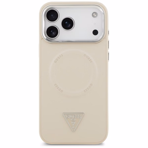 Guess Triangle Logo MagSafe Dėklas for iPhone 17 Pro - smėlinis