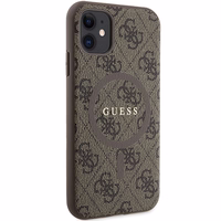Guess GUHMN61G4GFRW iPhone 11 6.1" / Xr rudas/rudas kietas dėklas 4G kolekcija odinis metalinis logotipas Magnetinis