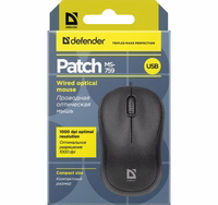 Kompiuterinė pelė Defender PATCH MS-759 BLACK OPTICAL 1000dpi 3P