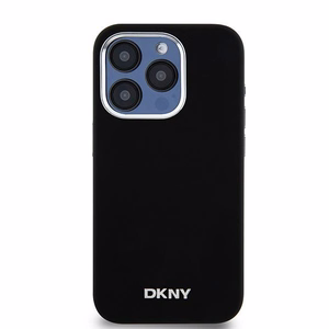 DKNY DKHMP15LSMCHLK iPhone 15 Pro 6.1"juodas dėklas Liquid Silicone Small Metal Logo MagSafe