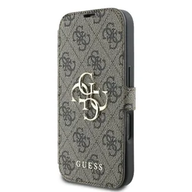 Guess 4G Metal Logo dėklas telefonui iPhone 16 - rudas