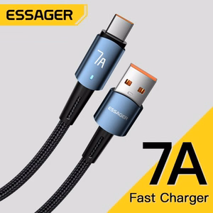 USB laidas Essager Morning Glory mėlynas Type-C 200cm (iki 7A)