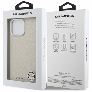 Karl Lagerfeld FW Stamped Karl MagSafe Dėklas iPhone 16 Pro Max - smėlio