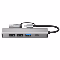 "Tech-Protect" HB03 HUB adapteris 5in1 USB-C + USB2.0 + USB3.0 + RJ45 - pilkas