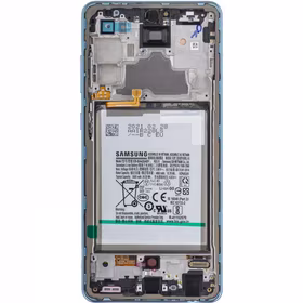 Ekranas Samsung A725/A726 A72 4G/5G su lietimui jautriu stikliuku ir rėmeliu ir baterija Blue originalus (service pack)