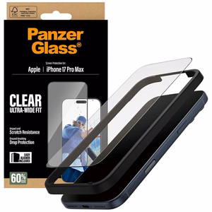 PanzerGlass itin platus EasyAligner grūdintas apsauginis stiklas iPhone 17 Pro Max telefonui