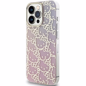Hello Kitty IML Gradient Electrop Crowded Kitty Head dėklas telefonui iPhone 14 Pro Max - rožinis